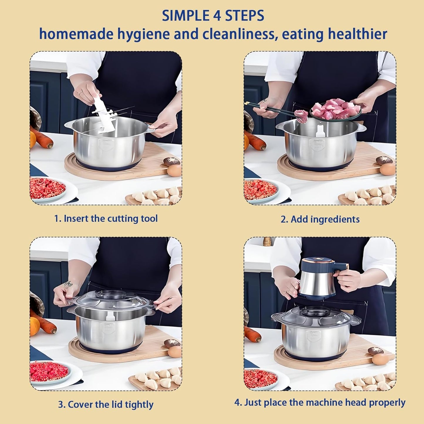Stainless Steel Electric Food Chopper - 5L