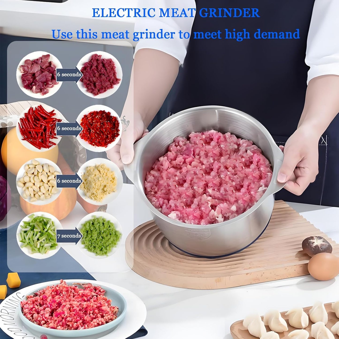 Stainless Steel Electric Food Chopper - 5L